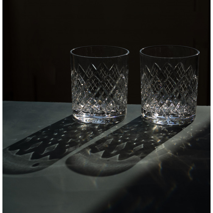 Хрустальные стаканы для виски 2 шт Ручная работа , объем 330 мл Подарочный набор в коробке крафт ID 100542