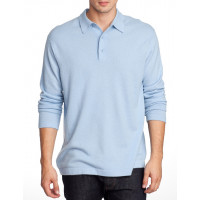 Джемпер поло мужской TRI&CO CASHMERE, 100% кашемир, воротник поло, ID: M081-09B/babyblue