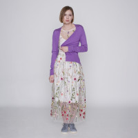 Кардиган сиреневый женский TRI&CO CASHMERE, 55% шелк 45% кашемир, V-образный вырез, удлинённый, карманы, 16g тонкий, ID: L091-26/lilac