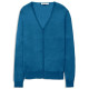 Кофта/Кардиган мужской TRI&CO CASHMERE, V-образный вырез, 55% шелк 45% кашемир, 16g тонкий, ID: M091-46/aqua