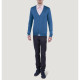 Кофта/Кардиган мужской TRI&CO CASHMERE, V-образный вырез, 55% шелк 45% кашемир, 16g тонкий, ID: M091-46/aqua