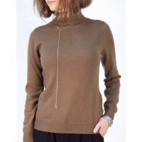 Джемпер женский TRI&CO CASHMERE, 100% кашемир, высокий ворот, ID: L132-10381D/khaki