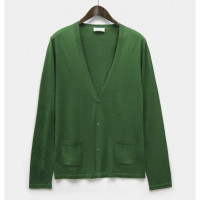 Кофта/Кардиган мужской TRI&CO CASHMERE, V-образный вырез, без резинки, 55% шёлк 45% кашемир, 16g тонкий, ID: M091-45/green