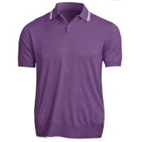 Поло фиолетовое мужское, 70% бамбук 30% хлопок, короткий рукав, ID: M121-47/lilac