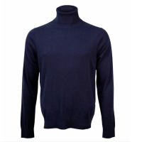 Джемпер мужской / унисекс TRI&CO CASHMERE, высокий ворот, 50% шерсть 50% шелк, сделано в Италии, ID: M142-1717/10101/blackiris