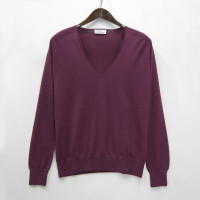 Джемпер женский TRI&CO CASHMERE, 100% кашемир, V-образный вырез глубиной 25 см, 16 gauge тонкий, ID: L081-22/claret