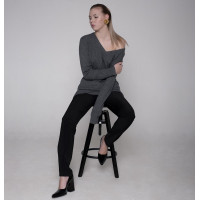Джемпер женский TRI&CO CASHMERE, 100% кашемир,  V-образный вырез глубиной 20 см, ID: L081-23/mediumgrey