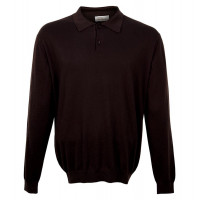 Джемпер поло мужской TRI&CO CASHMERE, 100% кашемир, воротник поло, 16 gauge тонкий, ID: M081-12/chocolate