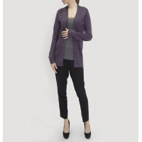 Кардиган женский TRI&CO CASHMERE, 55% шелк 45% кашемир, V-образный вырез, удлинённый, карманы, 16g тонкий, ID: L091-26/wine