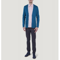 Кофта/Кардиган мужской TRI&CO CASHMERE, V-образный вырез, без резинки, 55% шёлк 45% кашемир, 16g тонкий, ID: M091-45/aqua