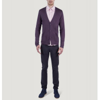 Кофта/Кардиган мужской TRI&CO CASHMERE, V-образный вырез, без резинки, 55% шёлк 45% кашемир, 16g тонкий, ID: M091-45/wine