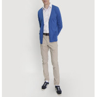 Кофта/Кардиган мужской TRI&CO CASHMERE, V-образный вырез, без резинки, 55% шёлк 45% кашемир, 16g тонкий, ID: M091-45/blue