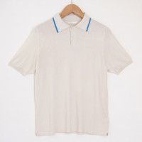 Поло мужское TRI&CO CASHMERE, короткий рукав, 85% шелк 15% кашемир, ID: M101-95/whitegardenia/hawaiianocean