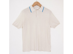 Поло мужское TRI&CO CASHMERE, короткий рукав, 85% шелк 15% кашемир, ID: M101-95/whitegardenia/hawaiianocean
