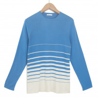 Джемпер унисекс TRI&CO CASHMERE, круглый вырез, 85% шелк 15% кашемир, 16g тонкий, ID: M101-96/hawaiianocean/whitegardenia