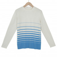 Джемпер унисекс TRI&CO CASHMERE, круглый вырез, 85% шелк 15% кашемир, 16g тонкий, ID: M101-96/whitegardenia/hawaiianocean