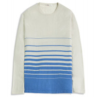 Джемпер унисекс TRI&CO CASHMERE, круглый вырез, 85% шелк 15% кашемир, 16g тонкий, ID: M101-96/whitegardenia/regattablue