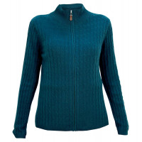 Кардиган женский TRI&CO CASHMERE, 100% кашемир, высокий ворот на замке, узор косы, ID: L111-24CB