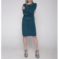 Платье женское TRI&CO CASHMERE, 100% кашемир, круглый ворот, на поясе, узор косы, ID: L111-89CBDress