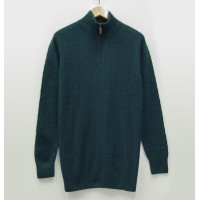 Джемпер мужской TRI&CO CASHMERE, ворот на молнии, 100% кашемир, узор косы, ID: M111-14CB