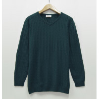 Джемпер мужской TRI&CO CASHMERE, V-образный вырез, 100% кашемир, узор косы, ID: M111-43ACB