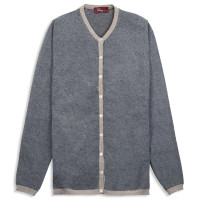 Кардиган женский, круглый вырез, 20% кашемир, 20% шерсть, 10% шёлк, сделано в Италии, ID: L132IT-314/grey/beige