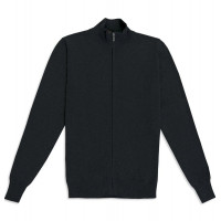 Кофта/Кардиган мужской, воротник стойка на молнии, 20% кашемир 20% шерсть 10% шёлк, сделано в Италии, ID: M132IT-209/black
