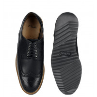Туфли мужские черные в стиле броги Кларкс / Clarks Originals, кожаные, ID: Freely Burst