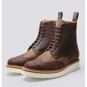 Ботинки броги мужские высокие Grenson, Англия, Goodyear обувь, замша, коричневые, ID: MG-FRED 5068/4244V