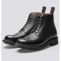 Ботинки броги мужские высокие Grenson, Англия, Goodyear обувь, кожа, черные, трекинговая подошва с хорошим сцеплением, ID: MG-SHARP 5032/11426C