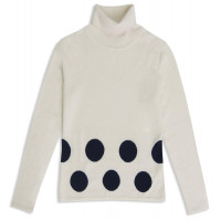 Свитер женский TRI&CO CASHMERE, 100% кашемир, высокий ворот, узор "круги", ID: L102-28-1ST/dots/snowwhite/blackiris