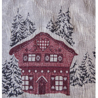 Льняное покрывало из умягченного льна 120 х 160 Шале 3 "Nordic Star" ID 18C240red/blue 491