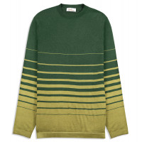 Джемпер мужской / унисекс TRI&CO CASHMERE, круглый ворот, 55% шёлк 45% кашемир, без резинки, длинный рукав, рисунок полосы, 16g тонкий, ID: M1011-13A/green/olive