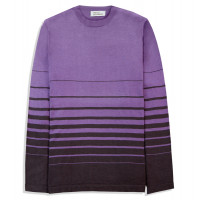 Джемпер сиреневый мужской / унисекс TRI&CO CASHMERE, круглый ворот, 55% шёлк 45% кашемир, без резинки, длинный рукав, рисунок полосы, ID: M1011-13A/lilac/wine