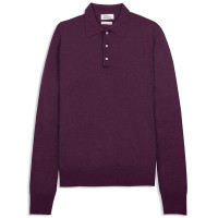 Джемпер мужской / унисекс, воротник поло, 50% шерсть 50% шелк, сделано в Италии, ID: M142-1717/10107/wine