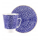 Чашка с блюдцем кофейная из тонкого костяного фарфора (тихий синий)