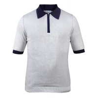 Поло мужское на молнии TRI&CO CASHMERE, короткий рукав, 100% хлопок, сделано в Италии, ID: M151-1227/05567/white