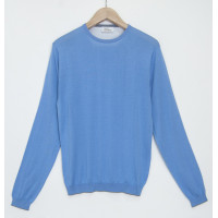 Джемпер мужской / унисекс TRI&CO CASHMERE, 100% шёлк, длинный рукав, сделано в Италии, ID: M151-1227/10502/blue