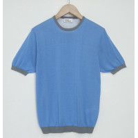 Джемпер унисекс TRI&CO CASHMERE, короткий рукав, 100% шёлк, сделано в Италии, ID: M151-1227/10602/blue