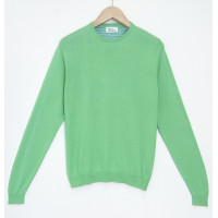 Джемпер мужской / унисекс TRI&CO CASHMERE, 100% суперхлопок, круглый вырез, длинный рукав, сделано в Италии, ID: M151-1227/11102/green