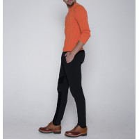 Джемпер унисекс TRI&CO CASHMERE, классические косы, круглый вырез, 100% суперхлопок, сделано в Италии, ID: M151-727/05102/orange