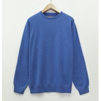 Джемпер мужской / унисекс TRI&CO CASHMERE, круглый вырез, 100% шерсть ягненка, сделано в Италии, ID: M152-1515/40502/blue